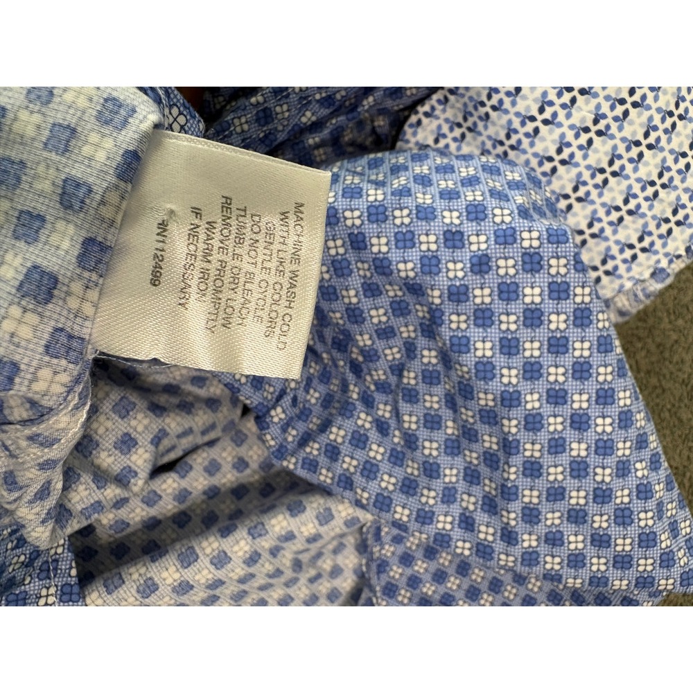 Tailorbyrd Button Down Shirt Mens 3XLT Blue Geometric Long Sleeve Cotton Casual - Picture 7 of 9